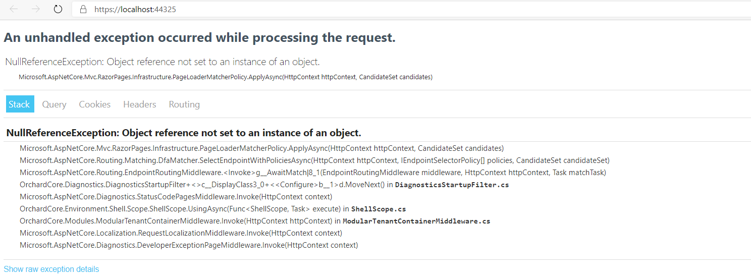 Error with decoupled CMS at Host · Issue #4451 · OrchardCMS/OrchardCore ...