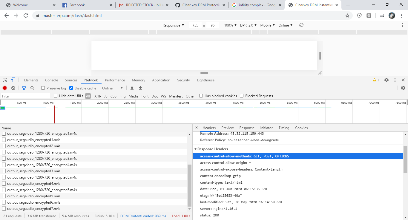 Clear key DRM Protection not working/ Just Loading video but not