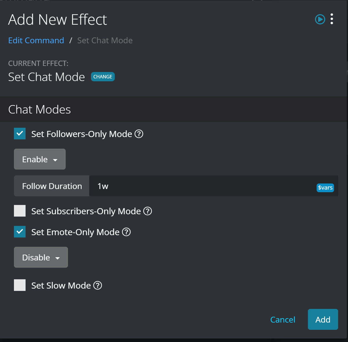 feat: Set Chat Mode effect by zunderscore · Pull Request #2027 ...
