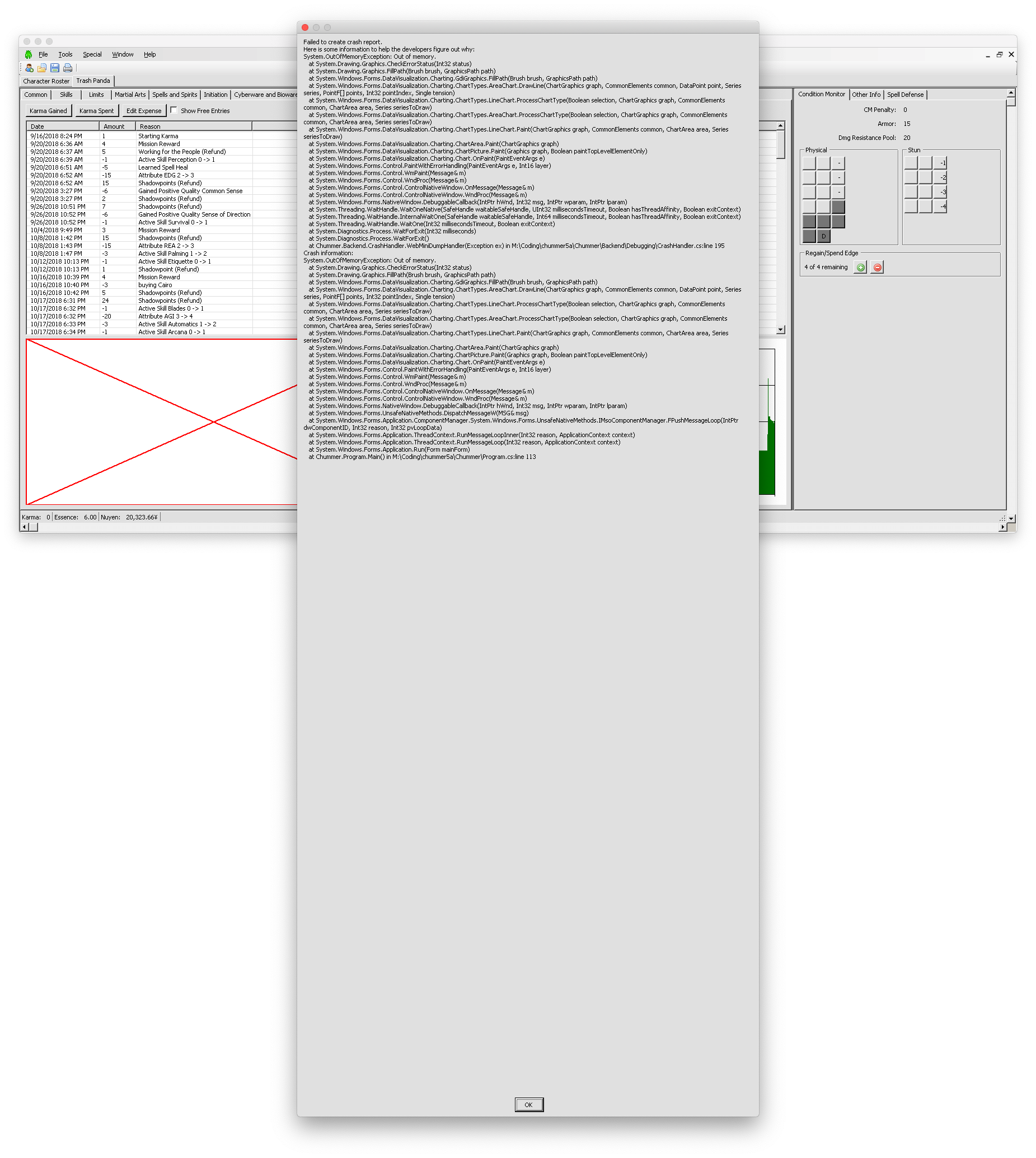 Karma u0026 NuYen Tab causes crash when character has 0 Karma (Wine 