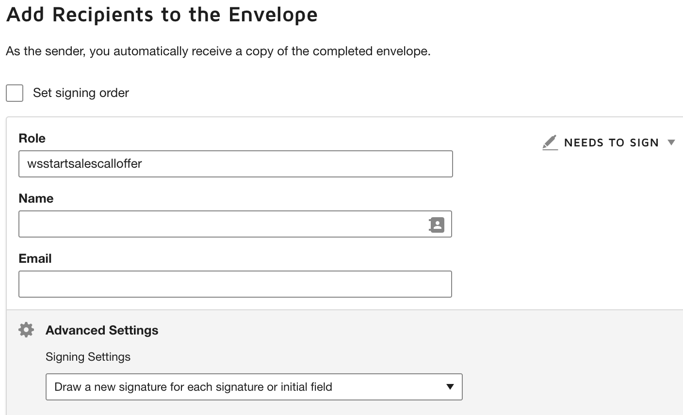 DocuSign is always adopting an existing signature in an online mode