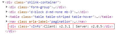 Shlink Version Info HTML