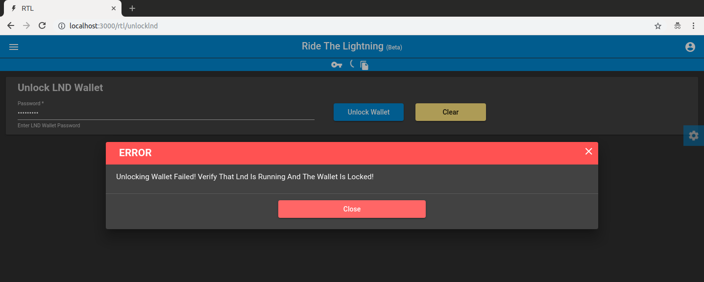RTL stuck at 'Unlock' screen · Issue #52 · Ride-The-Lightning/RTL · GitHub