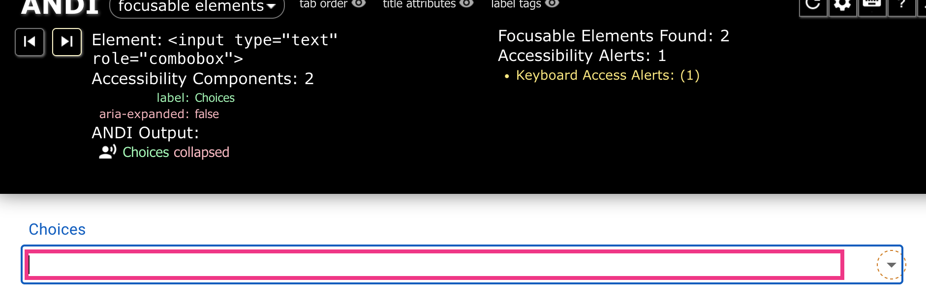 No accessible name reported for combobox role with explicit label ...