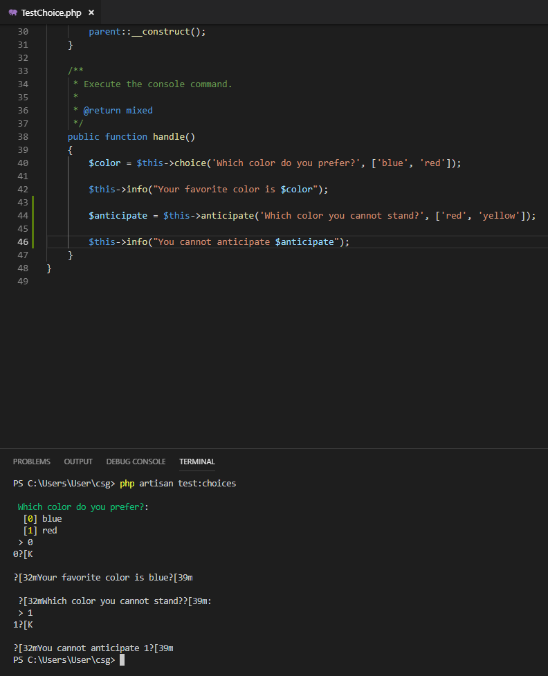 Command::choice() displays random, unsupported, characters on Windows ...