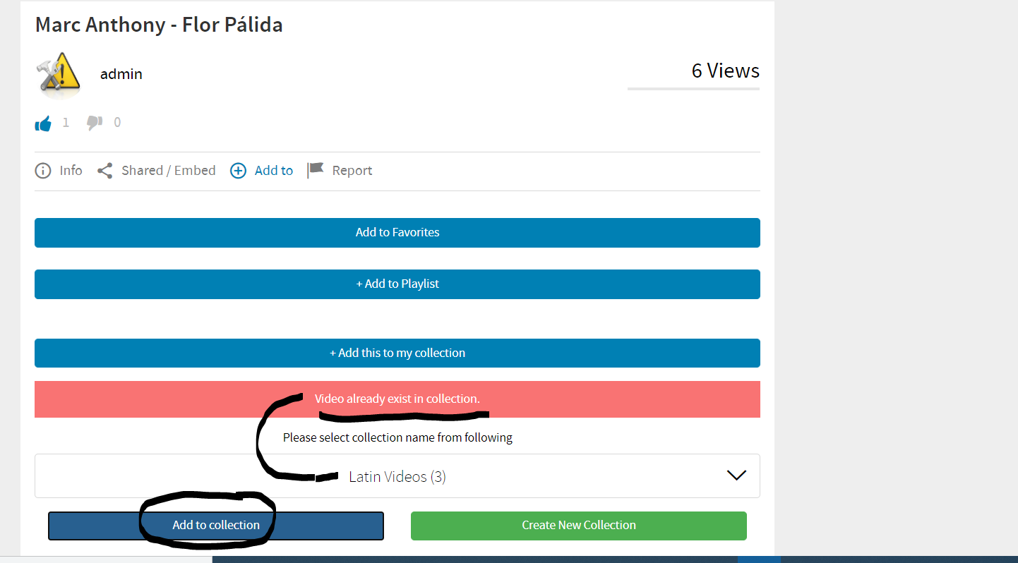 video added to collections