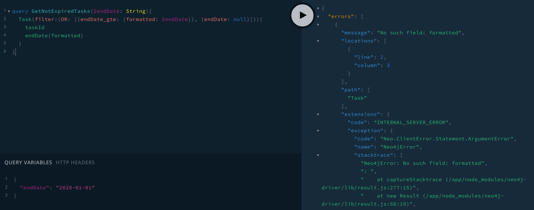 Getting error when filtering using null OR specific DateTime on
