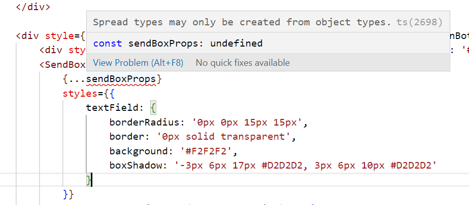 Can't use usePropsFor() in spread operator in app that integrates ...