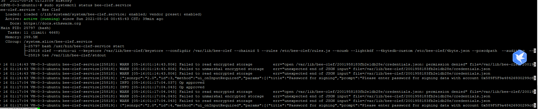 bee-clef 0.4.10 failed to start · Issue #1722 · ethersphere/bee · GitHub