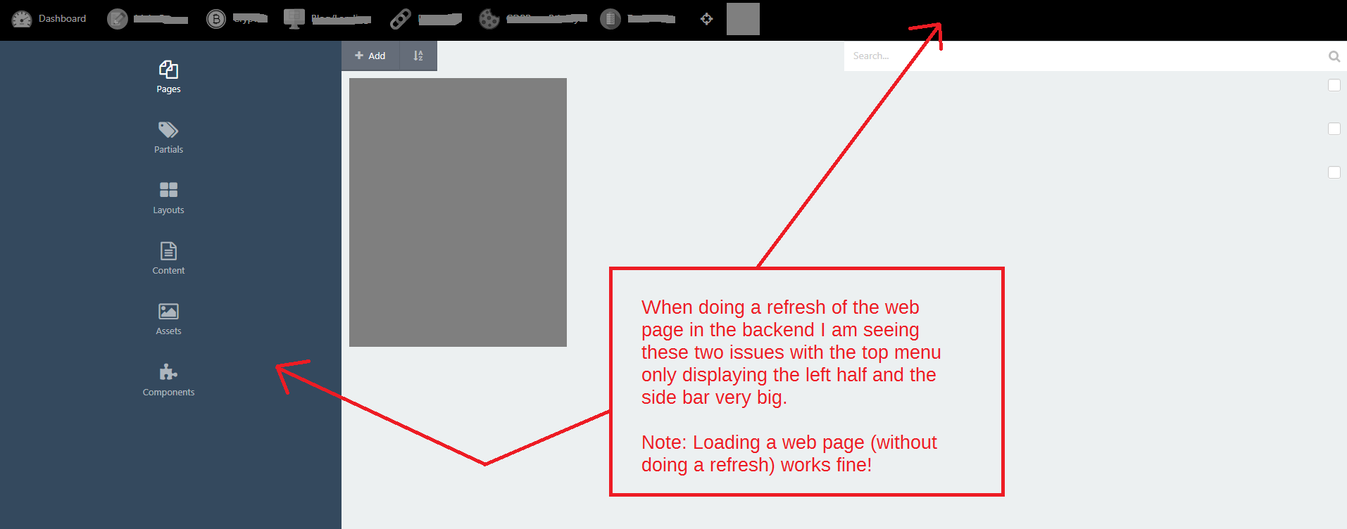 Top menu loading issue when doing a refresh in the backend · Issue ...
