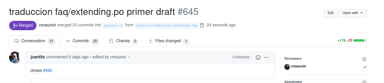 Screenshot_2020-08-10 traduccion faq extending po primer draft by jcantilo · Pull Request #645 · python python-docs-es