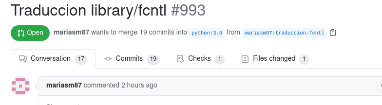 Screenshot_2020-10-07 Traduccion library fcntl by mariasm87 · Pull Request #993 · python python-docs-es