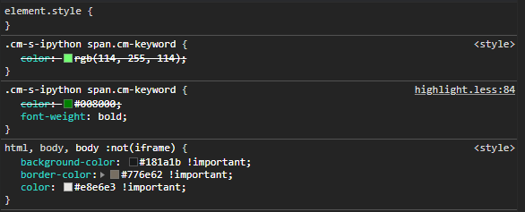 syntax colors in jupyter notebook · Issue #1106 · darkreader/darkreader ...