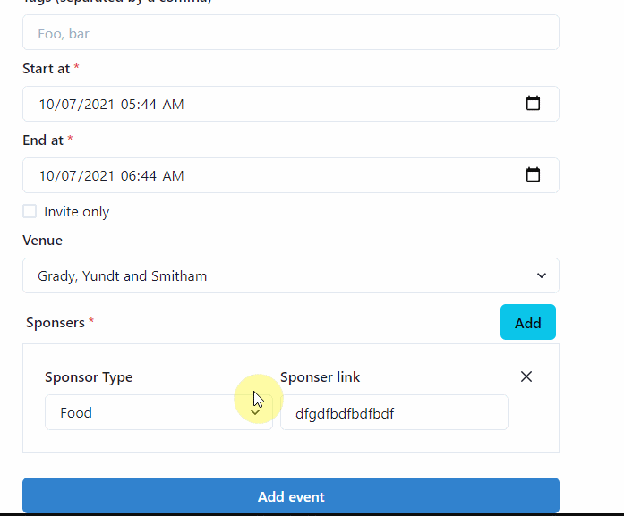 As an organizer I can add a sponsor to the event with a link to their ...