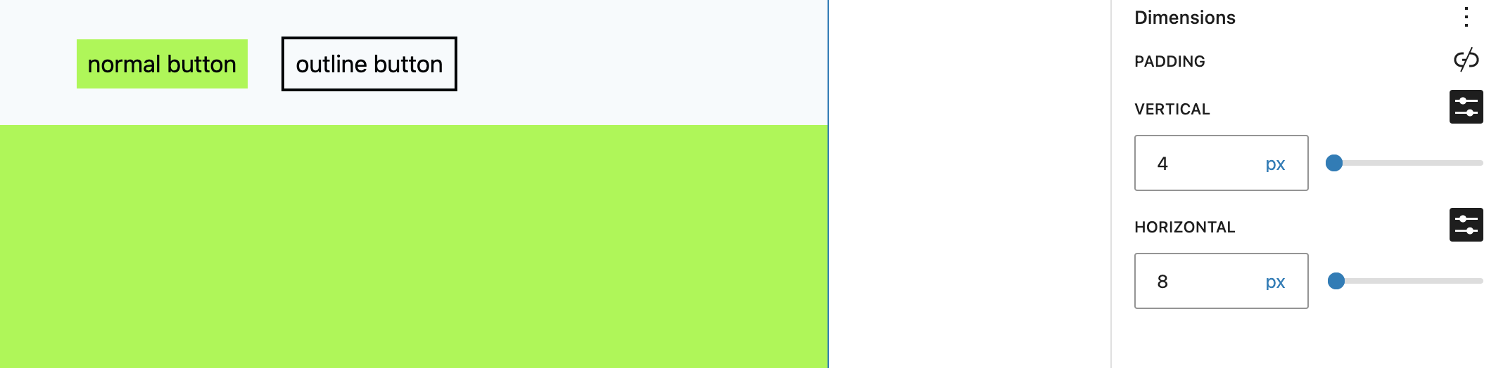 Outline button ignores custom padding from global styles · Issue #48037 ...