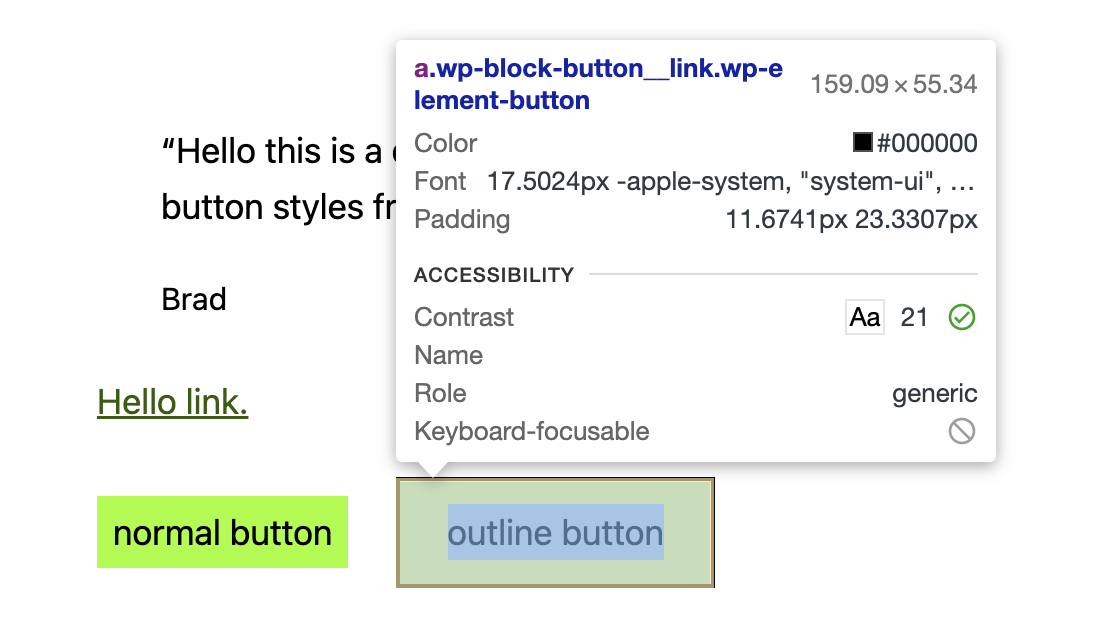 Outline button ignores custom padding from global styles · Issue #48037 ...