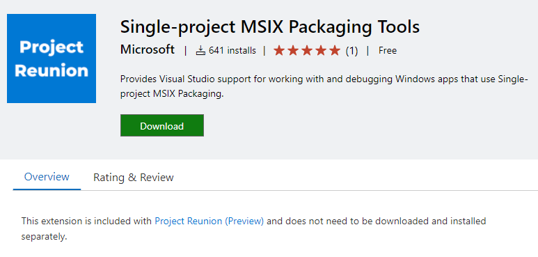 Single-project MSIX Packaging Tools is NOT included with Project ...