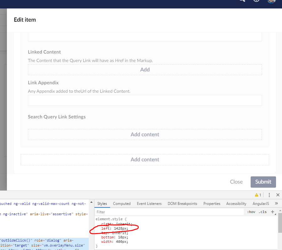 screen - nested in editor service