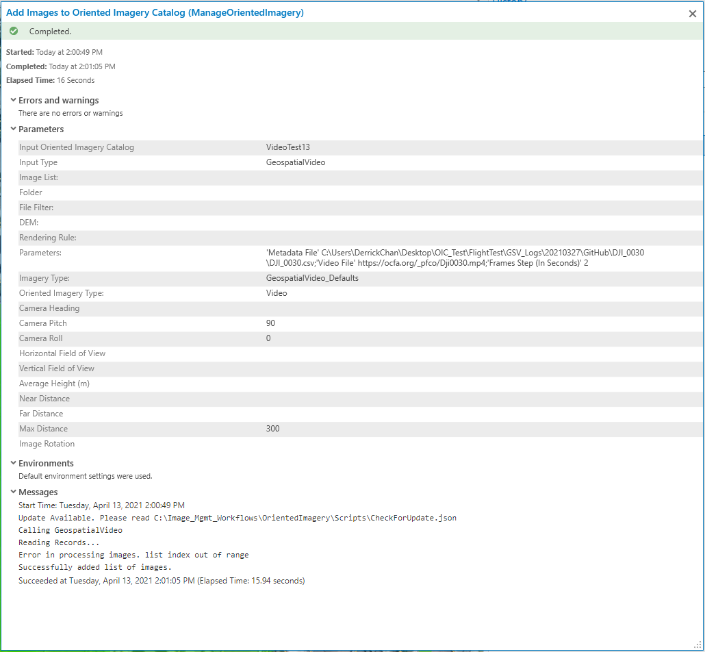 Geospatial Video OIC · Issue 45 · Esri/orientedimagery · GitHub