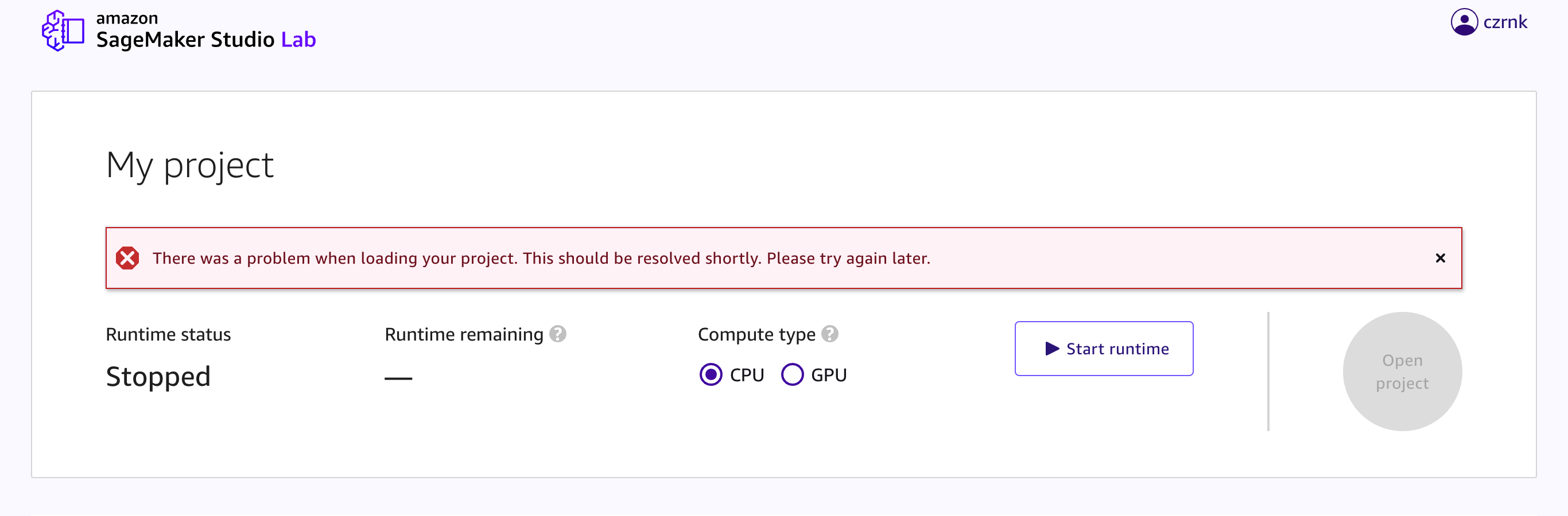 Error loading Runtime/Project · Issue #136 · aws/studio-lab-examples ...