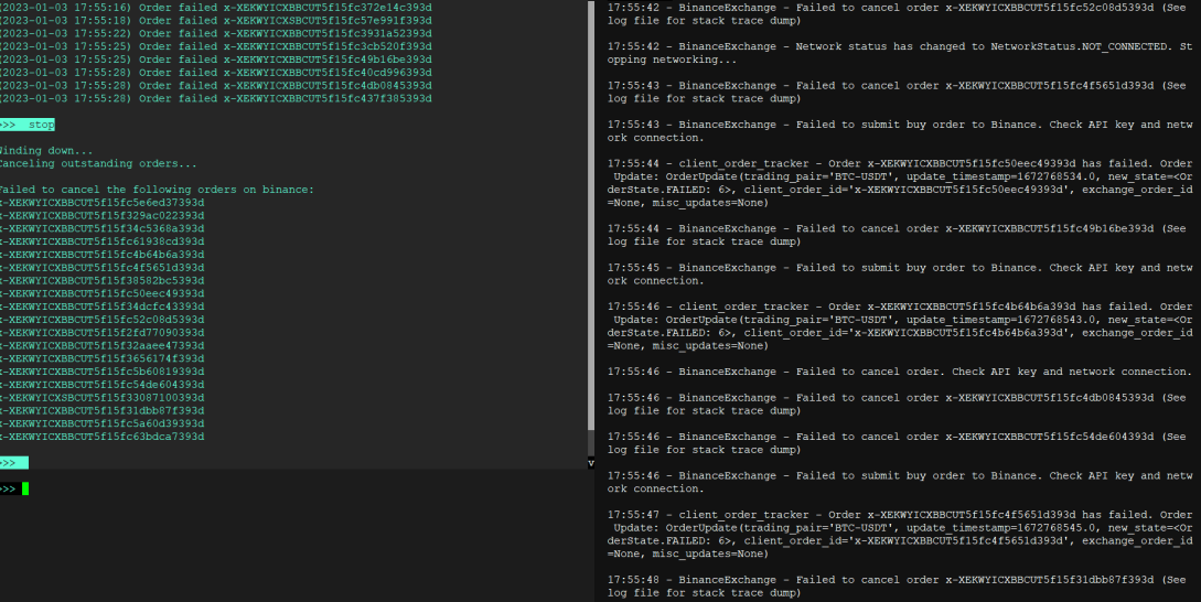 Systematic order cancelation failure with API Binance connector · Issue ...
