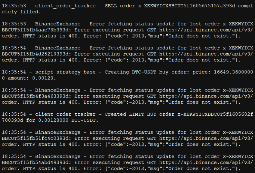 Systematic order cancelation failure with API Binance connector · Issue ...