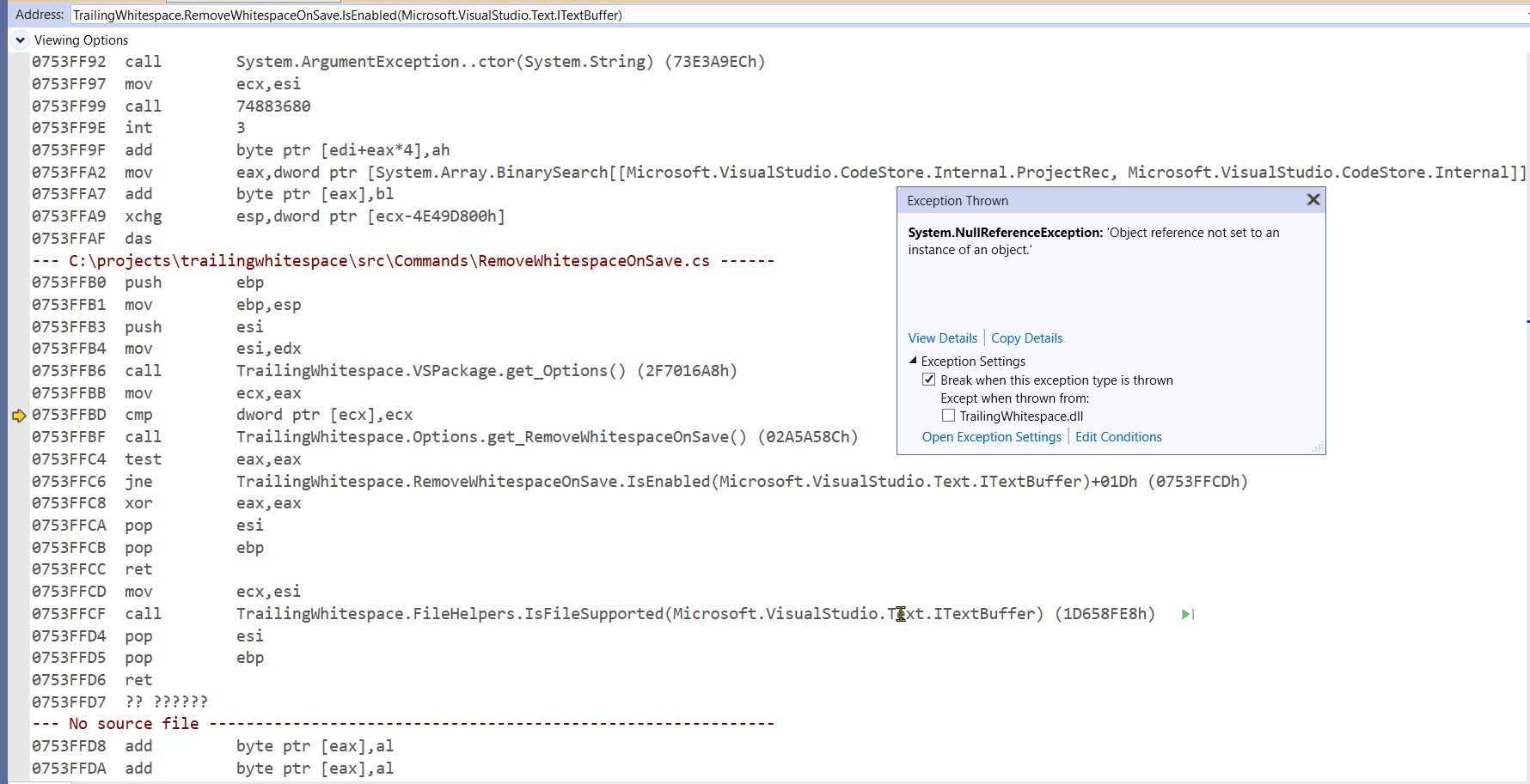 [Bug] VS 16.10 - Object reference not set to an instance of a object ...