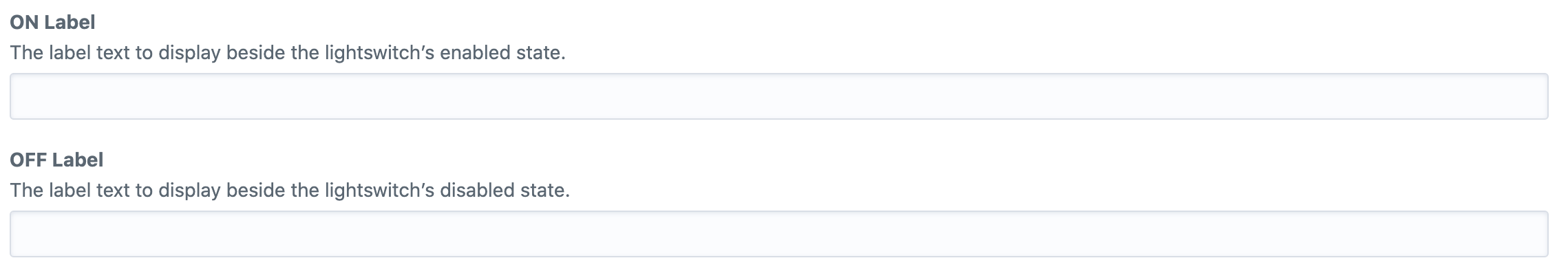 Screenshot of lightswitch field settings.