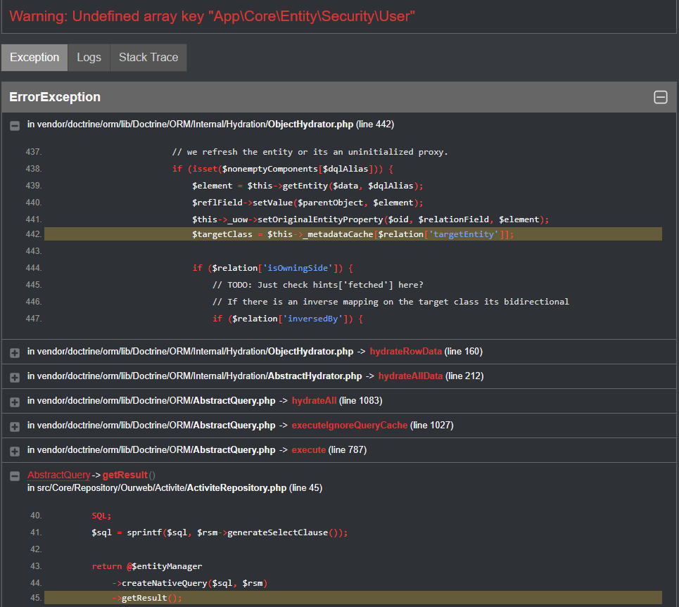 ResolveTargetEntities causes Warning: Undefined array Key *Resolved ...
