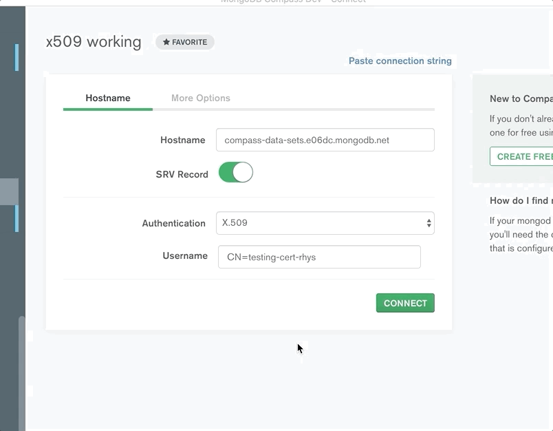 successfully connect no username