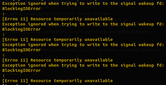 Resource temporarily unavailable error in docker container using simple ...
