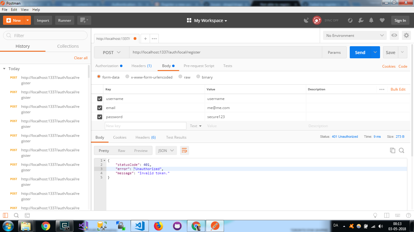 Not able to register new users when one user is already created ...