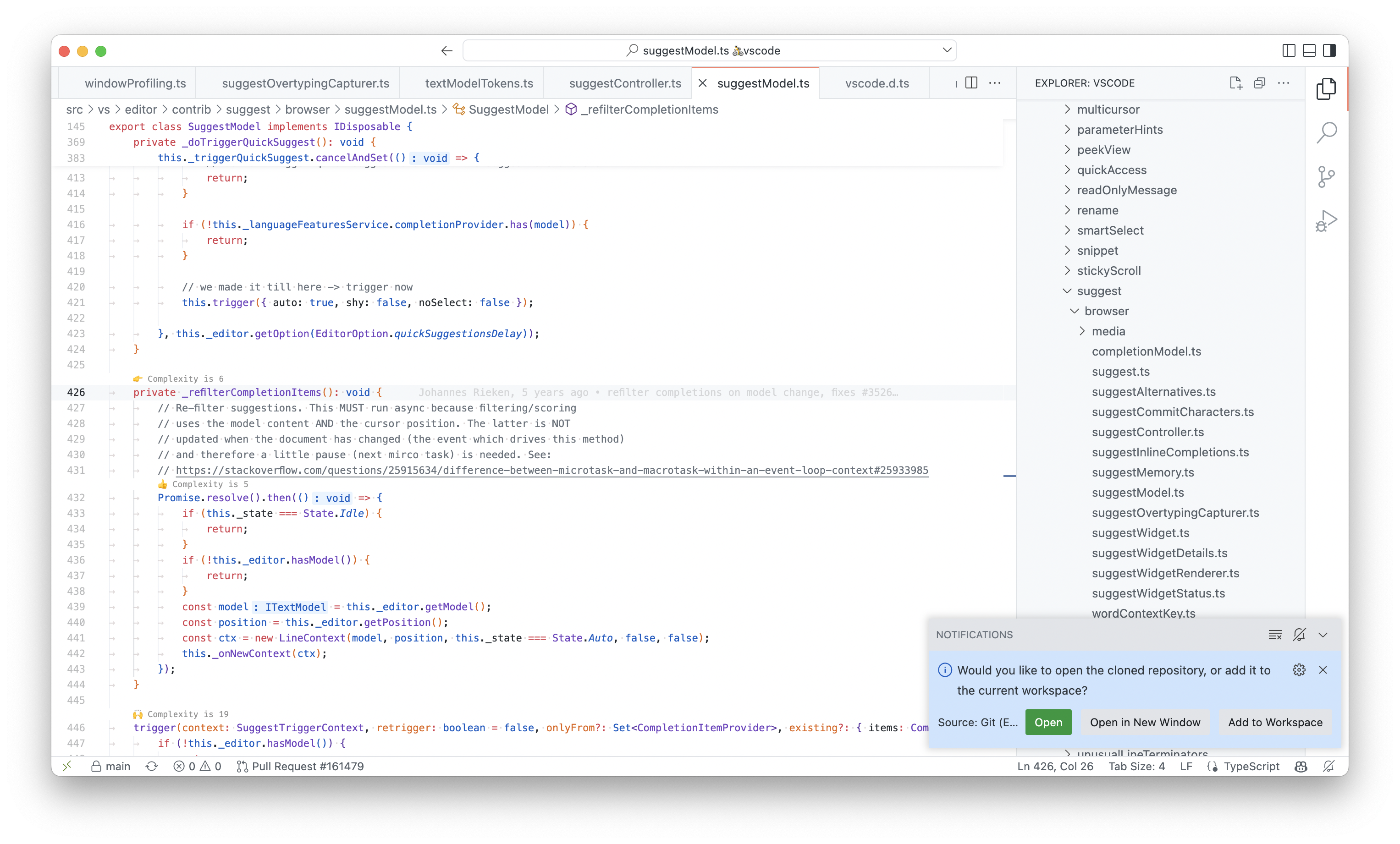 Use modal after cloning a repo · Issue #161926 · microsoft/vscode · GitHub