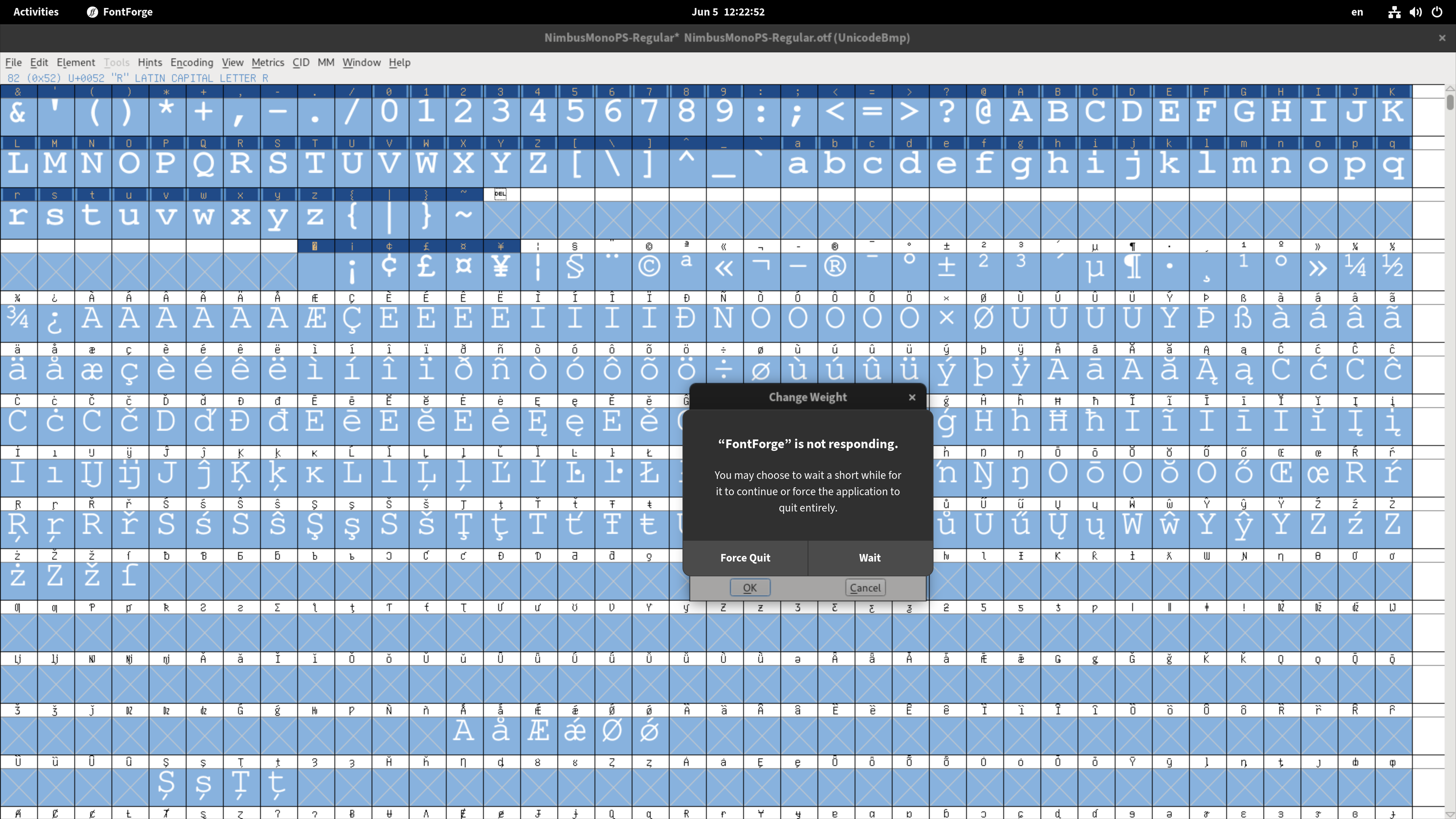 Changing the weight of Nimbus Mono freezes FontForge · Issue #5036 ...