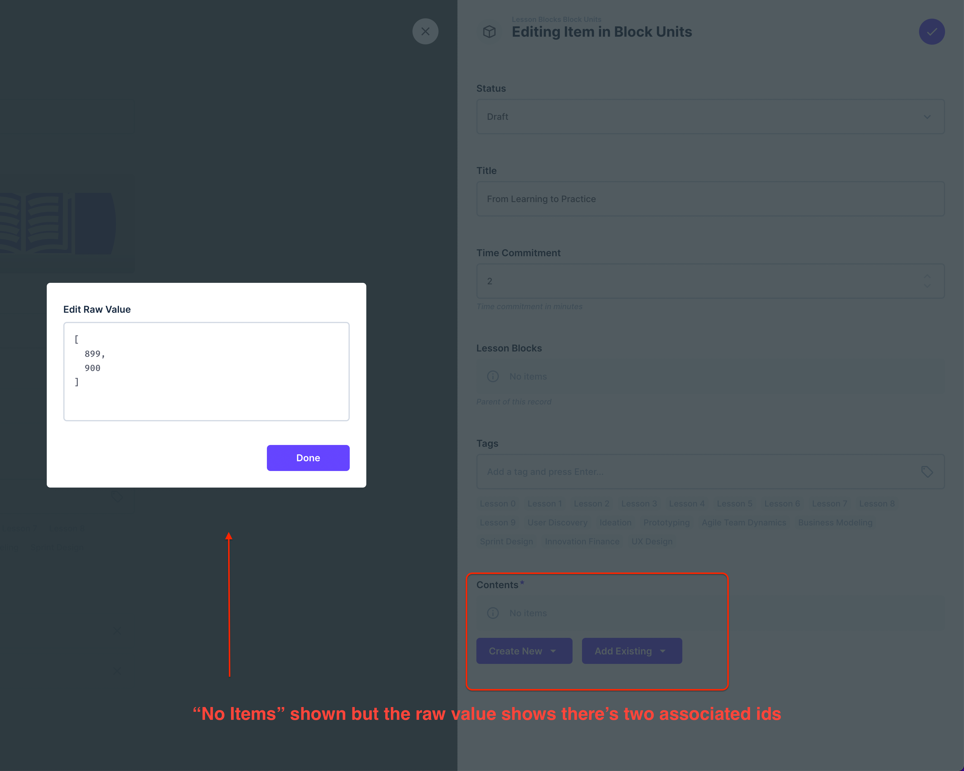 Related items not showing up in the side editor · Issue #13018 ...