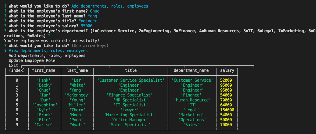 Github Chueny Employee Tracker