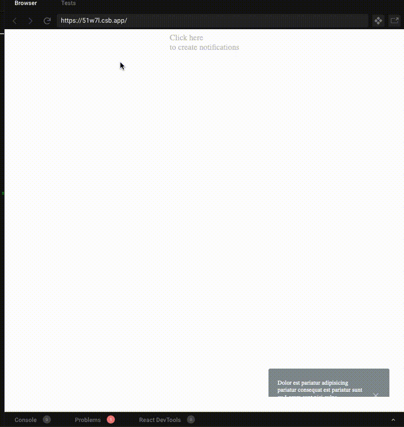 react-spring v9.0.0-rc-3: Example notification hub - Notification re ...
