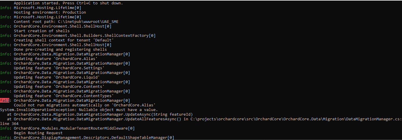 Could not run migrations automatically on 'OrchardCore.Alias' · Issue ...