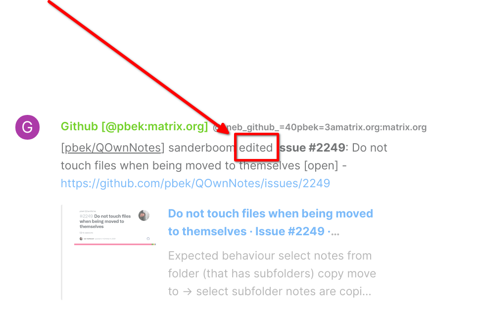 GitHub bot posts messages not only on "New issues", but also on edits ...