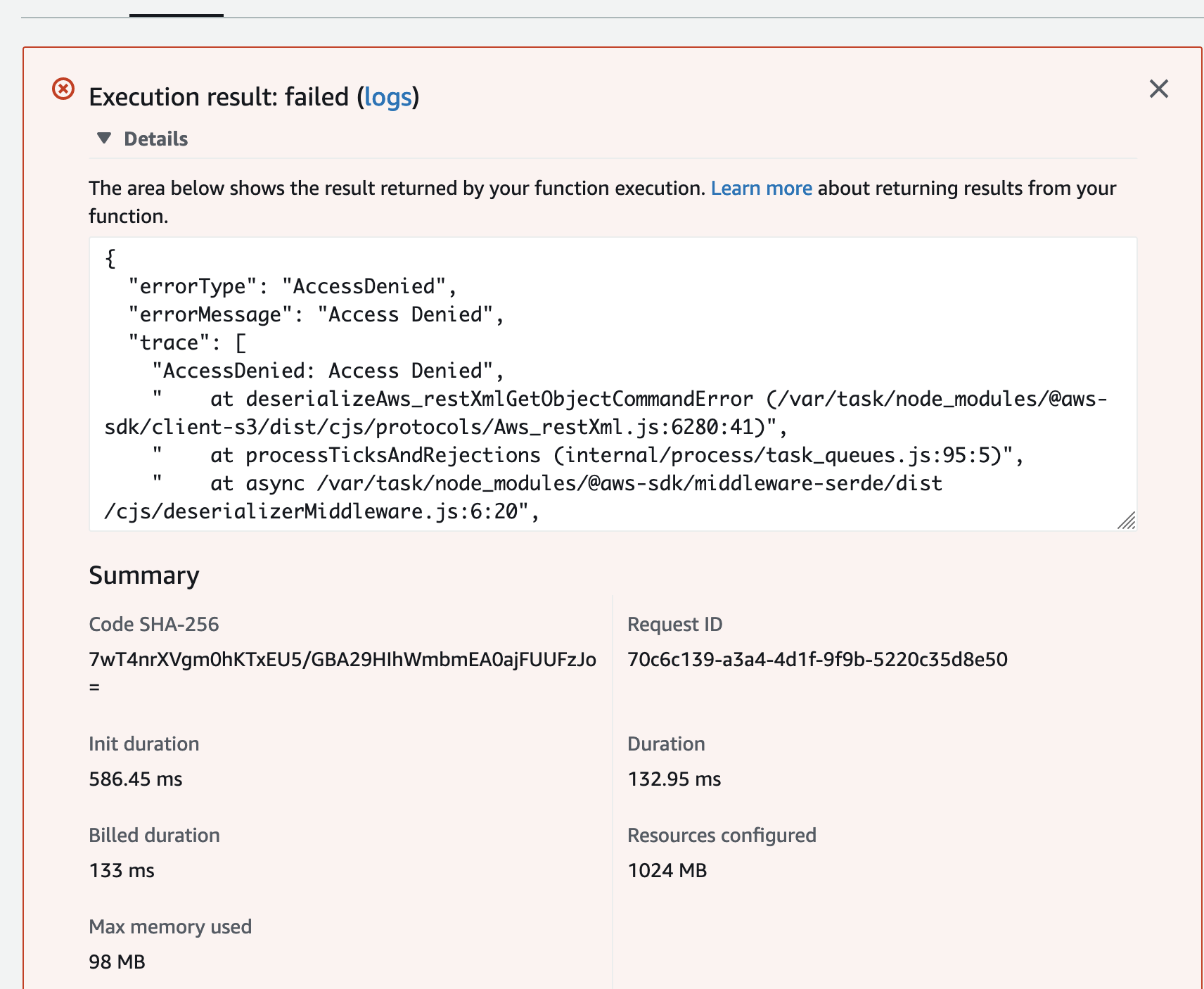 Simple S3 requests timing out in Lambda environment? · Issue 2513