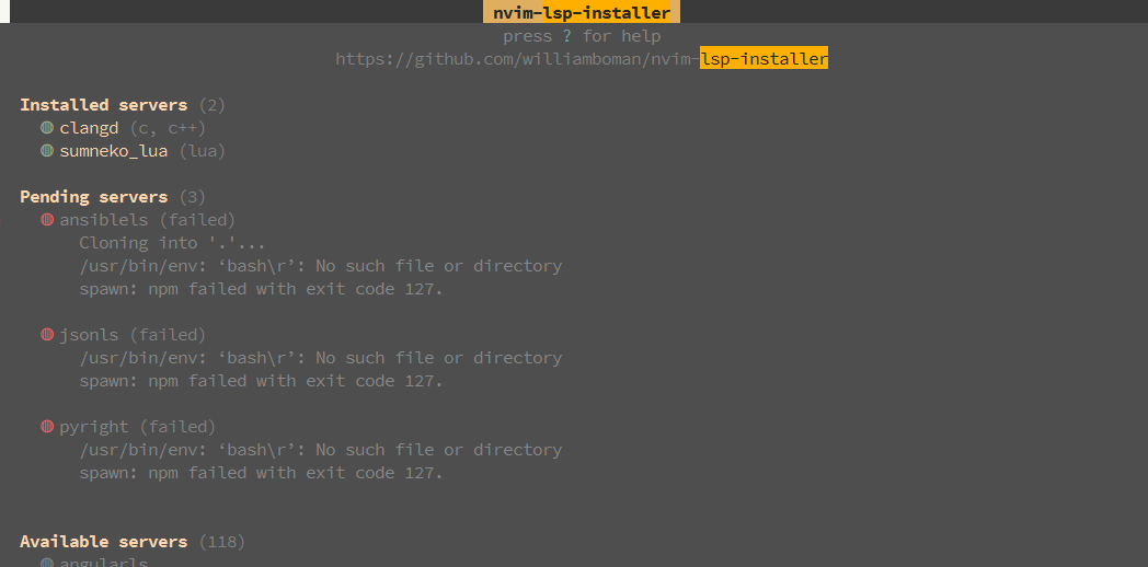 Can't seem to install some servers on wsl (under win 10) · Issue #849 ...