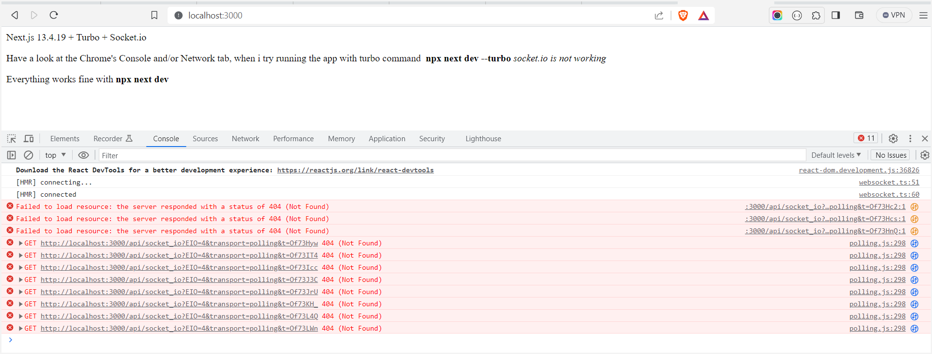 The socket.io not working with turbo + next13.4.19 · Issue 54787