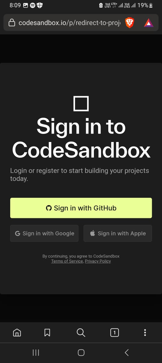 Sign-in through Github to codesandbox project on mobile not working, it ...