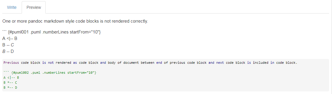 Failed to render pandoc markdown style code blocks in markdown file ...