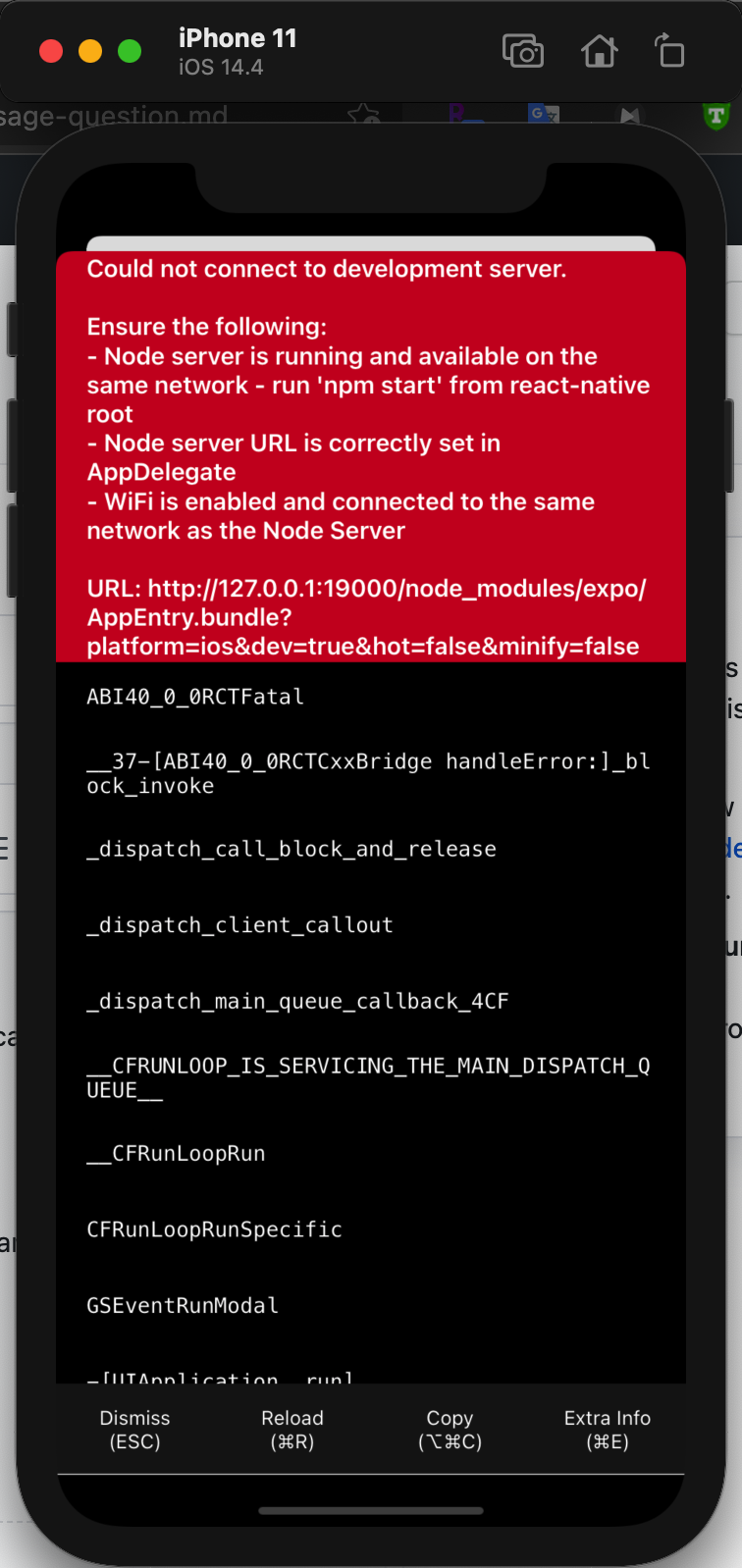 IOS simulator cannot connect to development server. · Issue #7473 · aws ...