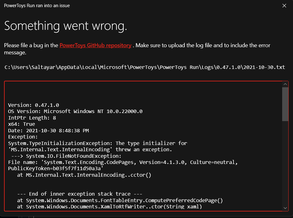 Something went wrong · Issue #14146 · microsoft/PowerToys · GitHub