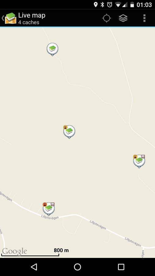 Only unstored caches on live map view are stored in selected list ...