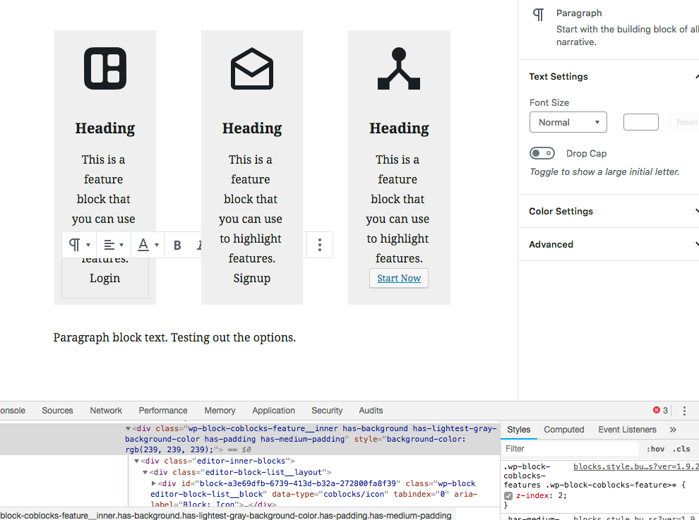 Block toolbar hides behind other Feature blocks · Issue #391 · godaddy ...