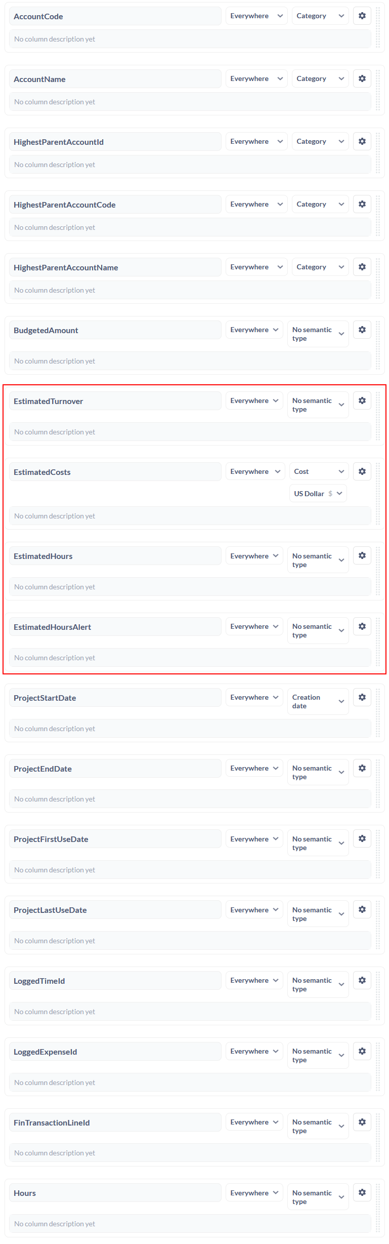 After adding columns to a view, field filter shows columns not in ...