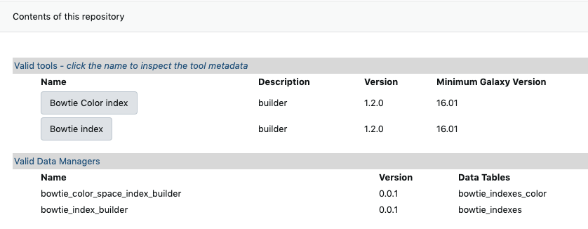 screenshot 2019-02-15 13 57...
I've pushed this to 19.09 due to outstanding comments
I have installed two revisions of `data_manager_bowtie_index_builder` that have the following versions: ![Galaxy___Installed_tool_shed_repositories